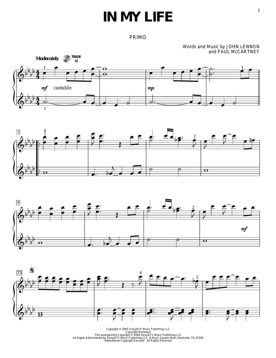 In My Life Piano Duet scores gallery preview page 2