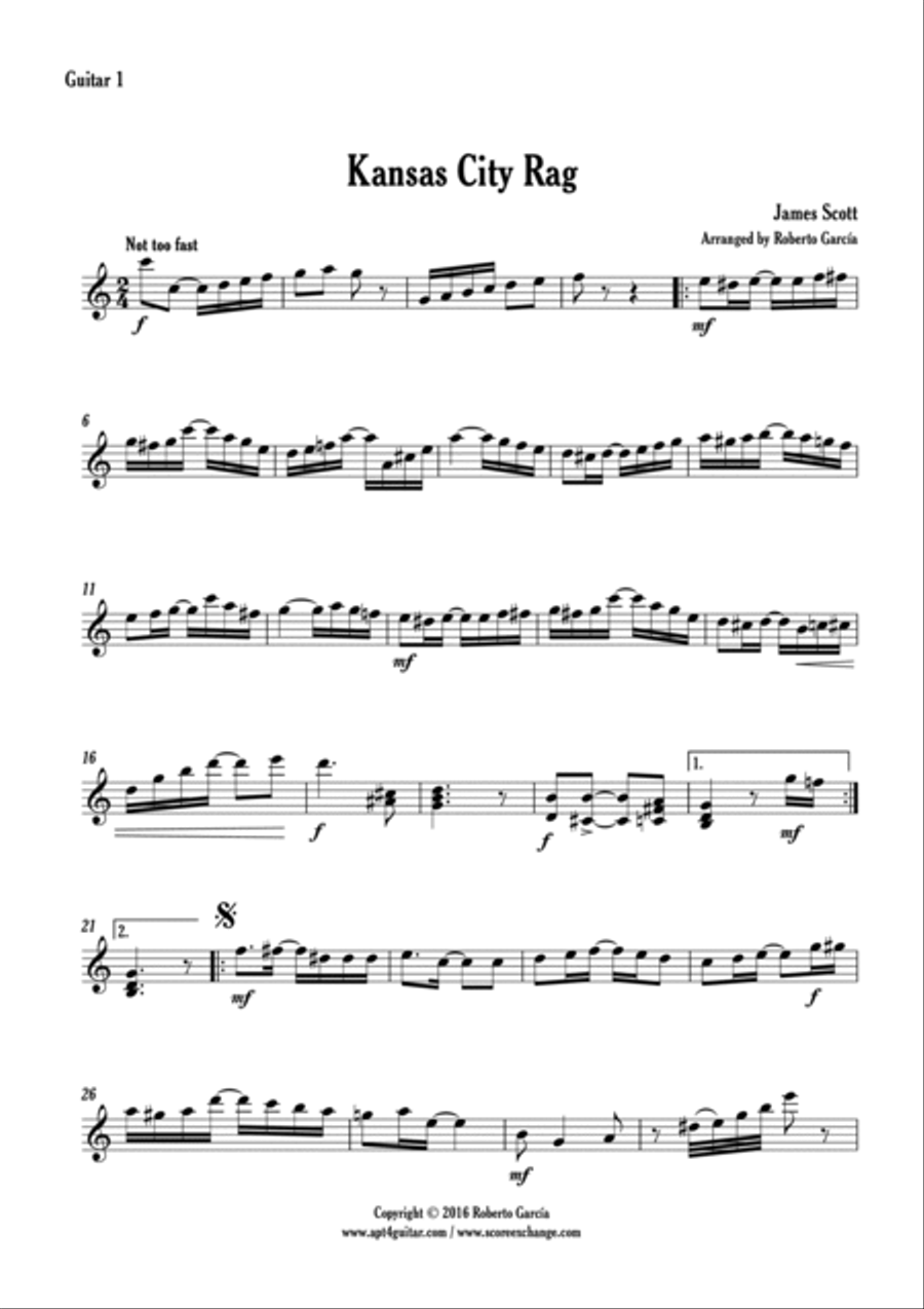 Kansas City Rag Kansas City Rag Guitar Ensemble scores gallery preview page 6