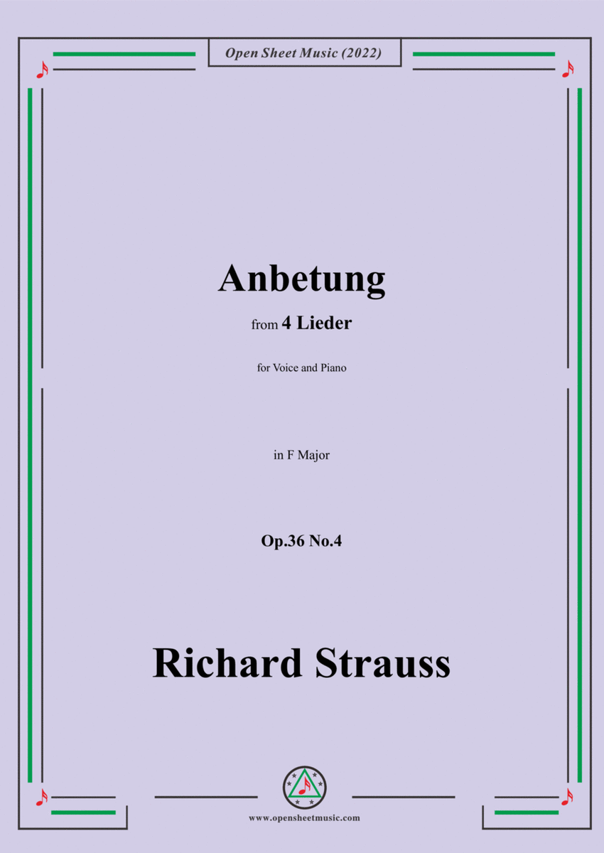 Richard Strauss-Anbetung,in F Major,Op.36 No.4 image number null
