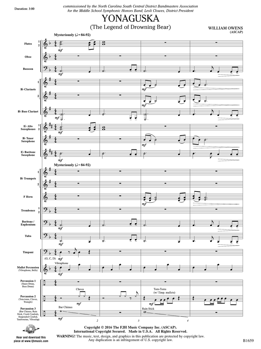Yonaguska: Score by William Owens Concert Band - Digital Sheet Music page 3