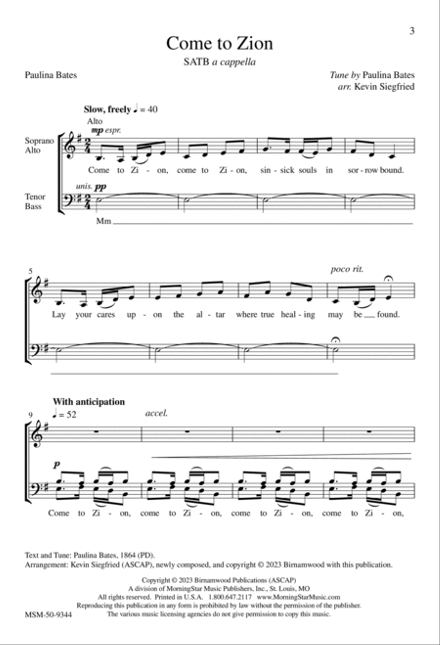Come to Zion 4-Part scores gallery preview page 3