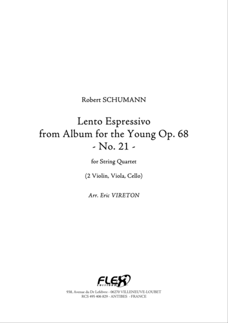 Lento Espressivo - from Album for the Young Opus 68 No. 21 String Quartet scores gallery preview page 1