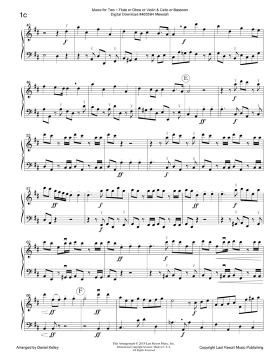 Handel's Messiah - Duet - for Flute or Oboe or Violin & Cello or Bassoon - Music for Two Large Ensemble scores gallery preview page 4