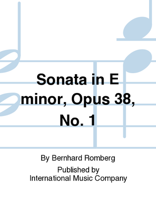 Book cover for Sonata In E Minor, Opus 38, No. 1