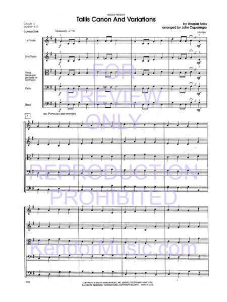 Tallis Canon And Variations (Full Score)