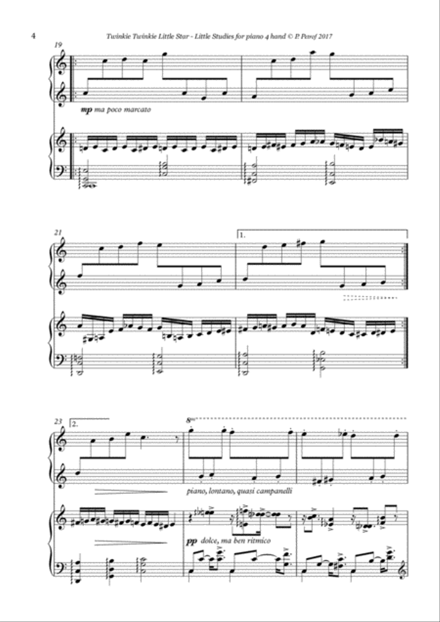 Twinkie Twinkie Little Star - Three Little Studies for piano 4 hands Piano Method scores gallery preview page 4