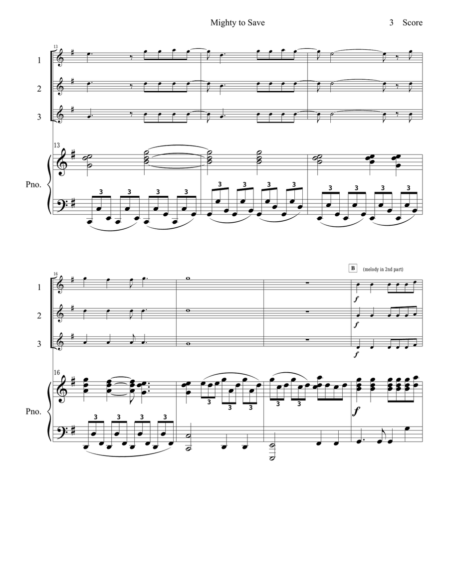 Mighty To Save Woodwind Trio scores gallery preview page 4