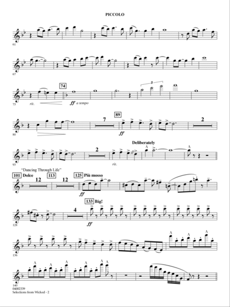 Selections from Wicked (arr. Jay Bocook) - Piccolo Concert Band scores gallery preview page 2