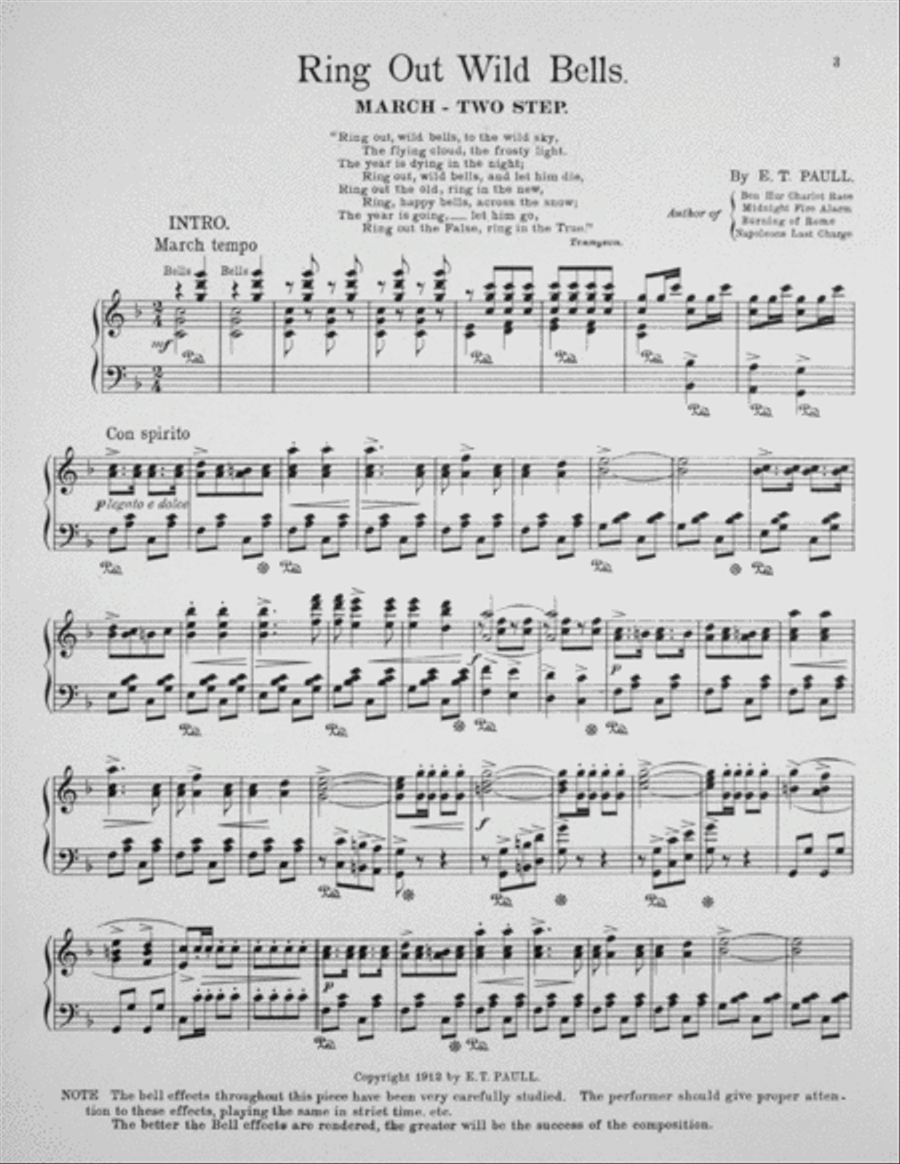 Ring Out, Wild Bells. March-Two-Step Piano Solo scores gallery preview page 2