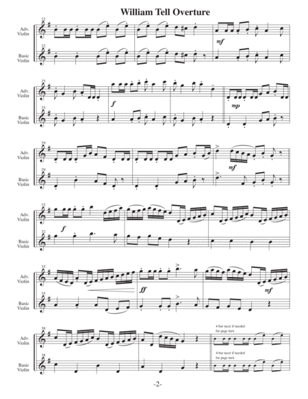 William Tell Overture (Arrangements Level 4+ to 6+ for VIOLIN + Written Acc) image number null