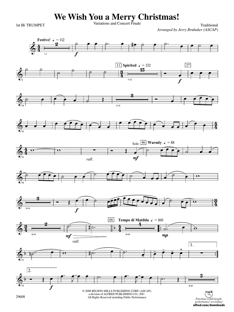 We Wish You a Merry Christmas!: 1st B-flat Trumpet