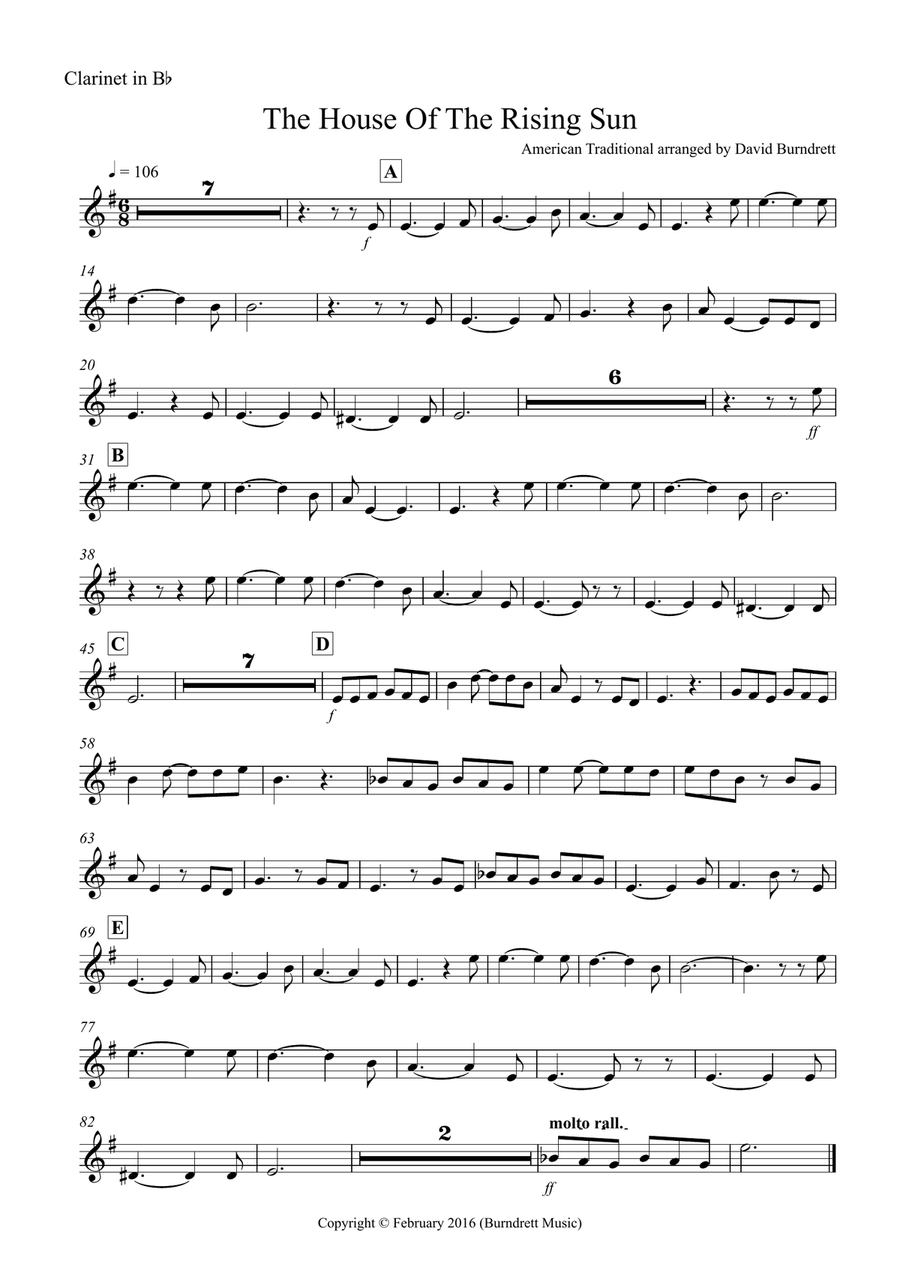 House of the Rising Sun for Clarinet and Piano House of the Rising Sun for Clarinet and Piano Clarinet Solo scores gallery preview page 4