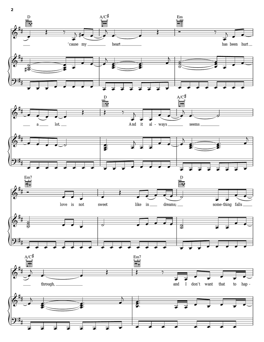 Fragile Heart Piano, Vocal, Guitar scores gallery preview page 2
