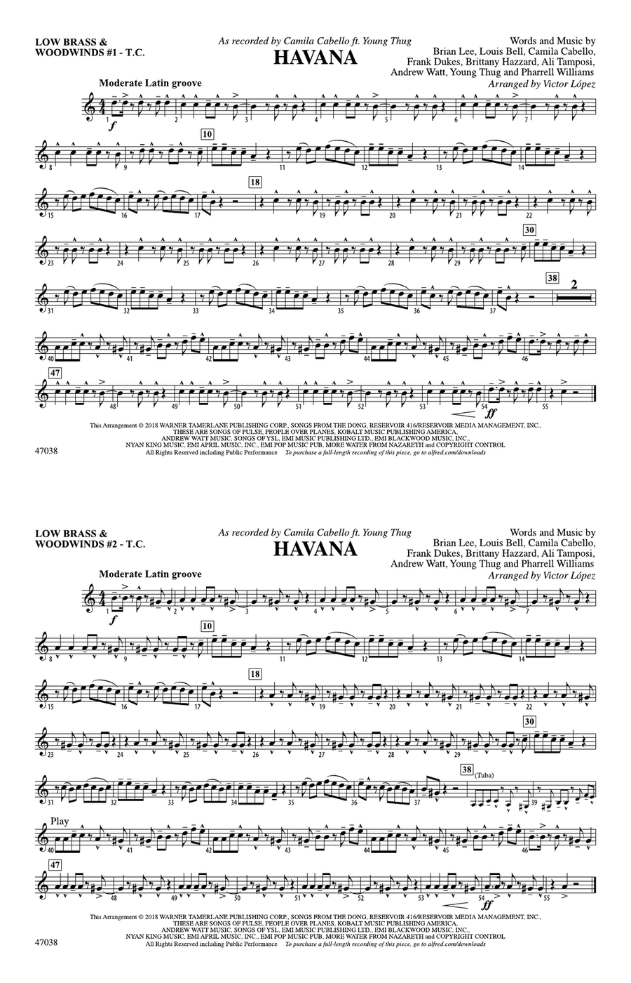 Havana: Low Brass & Woodwinds #1 - Treble Clef