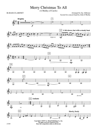 Merry Christmas to All (A Medley of Carols): B-flat Bass Clarinet