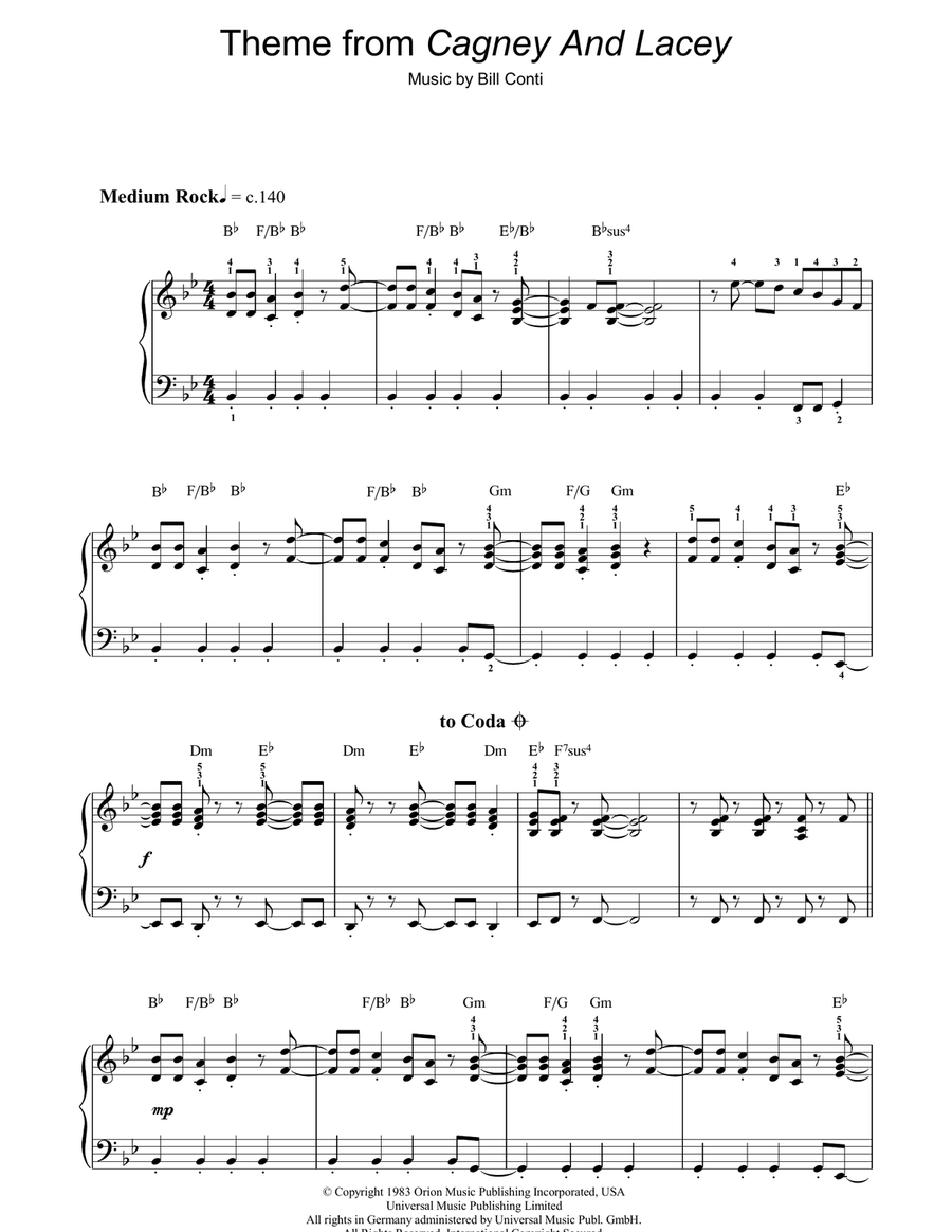 Theme from Cagney And Lacey Piano, Vocal, Guitar scores gallery preview page 1
