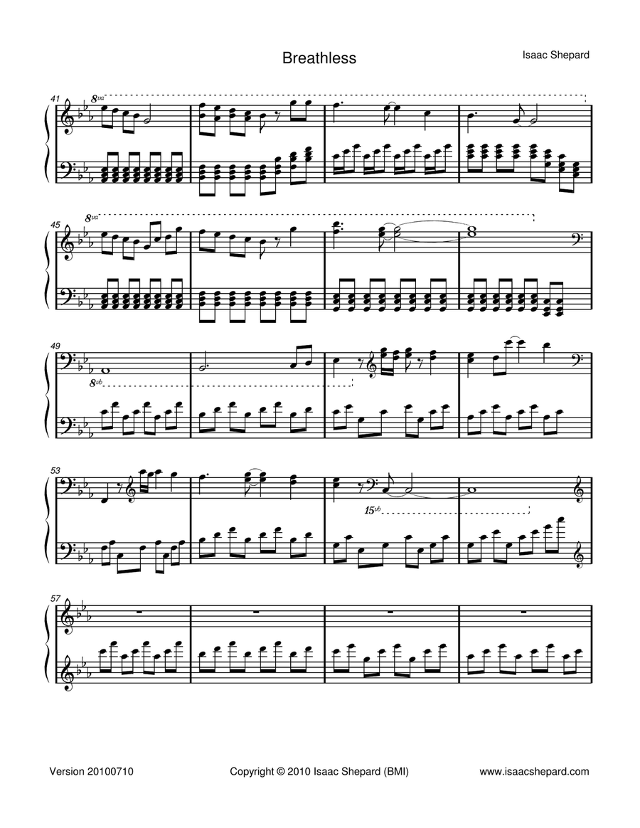 Breathless Piano Solo scores gallery preview page 3