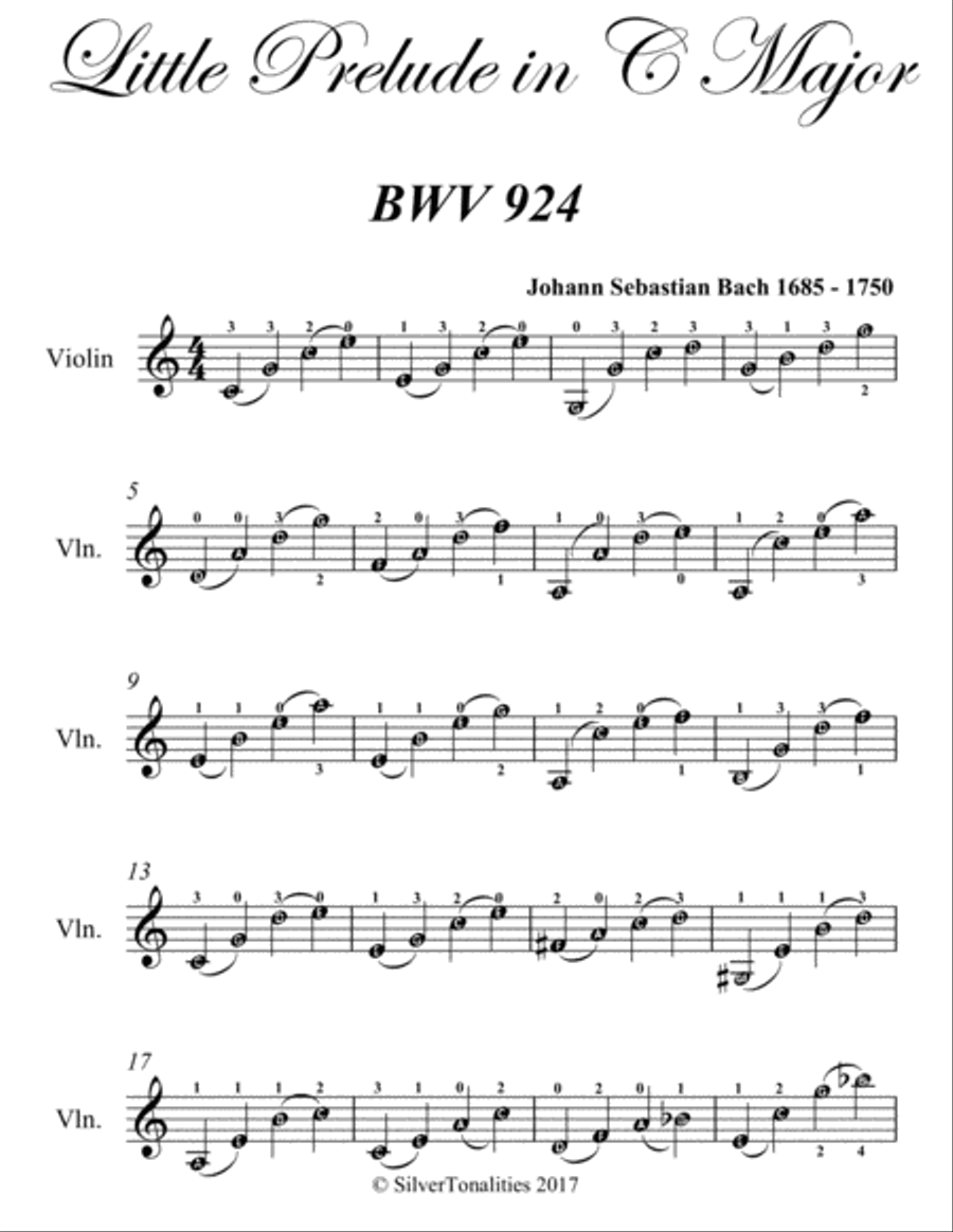 Little Prelude in C Major BWV 924 Easy Violin Sheet Music Violin Solo scores gallery preview page 2