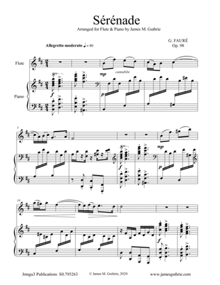 Book cover for Fauré: Sérénade Op. 98 for Flute & Piano