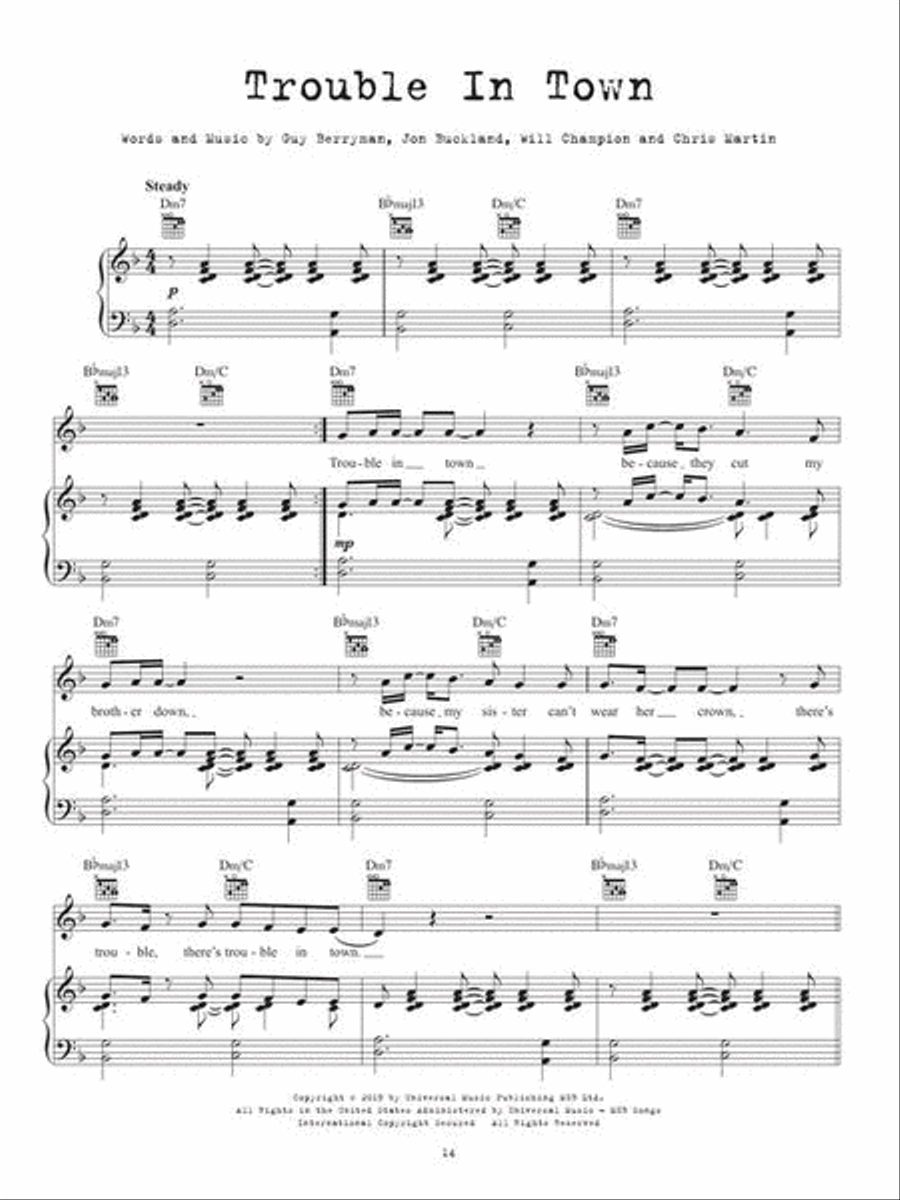 Coldplay - Everyday Life Piano, Vocal, Guitar scores gallery preview page 7