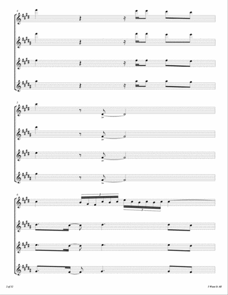 I Want It All Woodwind Quartet scores gallery preview page 3