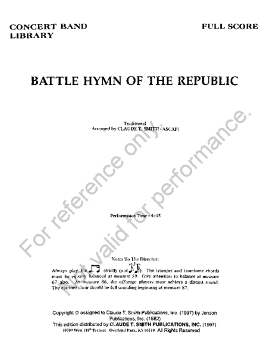 Battle Hymn Of The Republic Concert Band scores gallery preview page 2