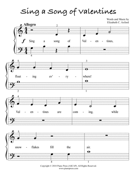 Sing a Song of Valentines Easy Piano - Digital Sheet Music