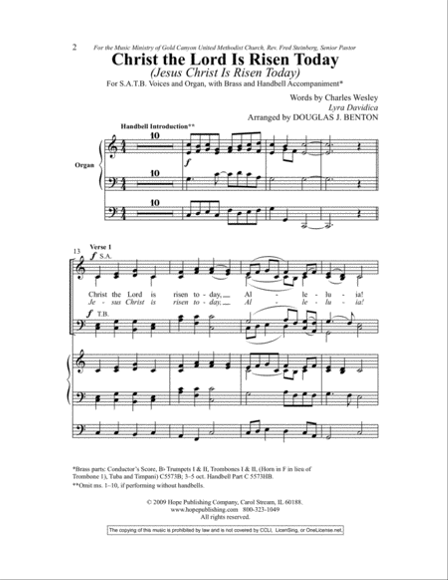 Christ the Lord Is Risen Today 4-Part scores gallery preview page 2