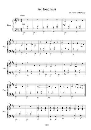 Ae fond kiss - Robert Burns song for piano solo