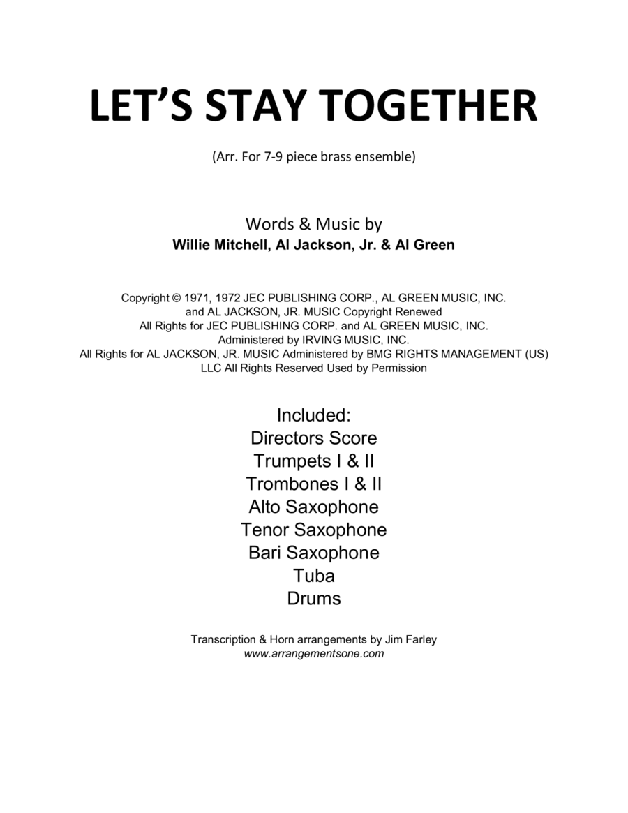 Let's Stay Together Jazz Ensemble scores gallery preview page 1