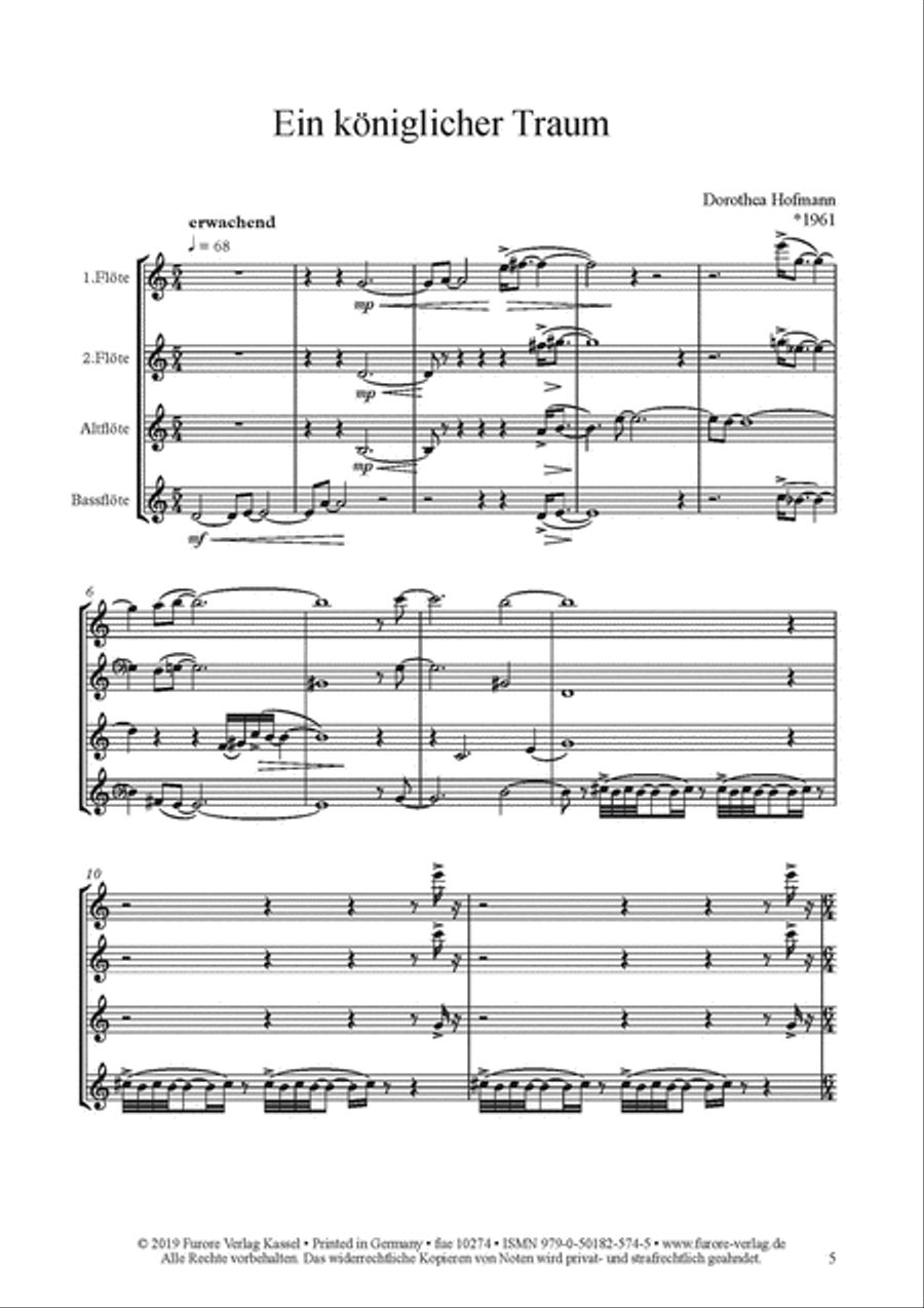 Ein koniglicher Traum (A royal dream) Flute Quartet scores gallery preview page 2