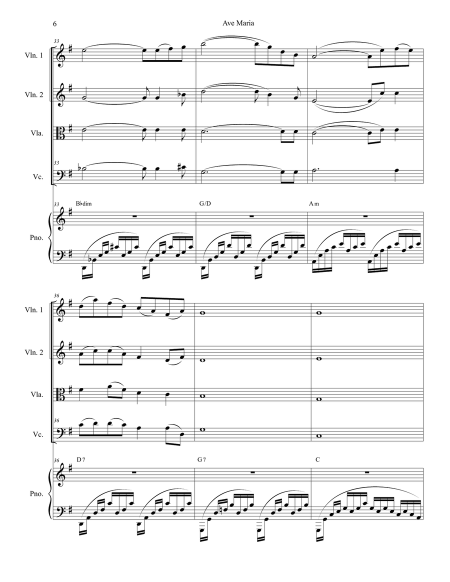 Ave Maria (String Quartet - Piano Accompaniment) String Quartet scores gallery preview page 6
