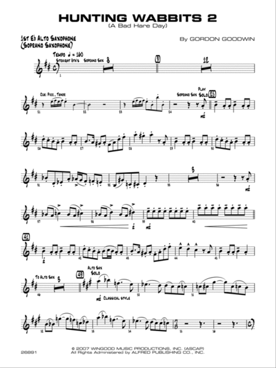 Hunting Wabbits 2 (A Bad Hare Day): 1st Eb Alto Saxophone (Soprano Sax) Jazz Ensemble scores gallery preview page 1
