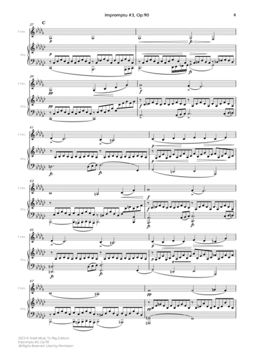 Impromptu No.3, Op.90 - French Horn and Piano (Full Score and Parts) image number null