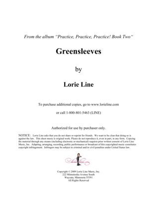 Book cover for Greensleeves - EASY!