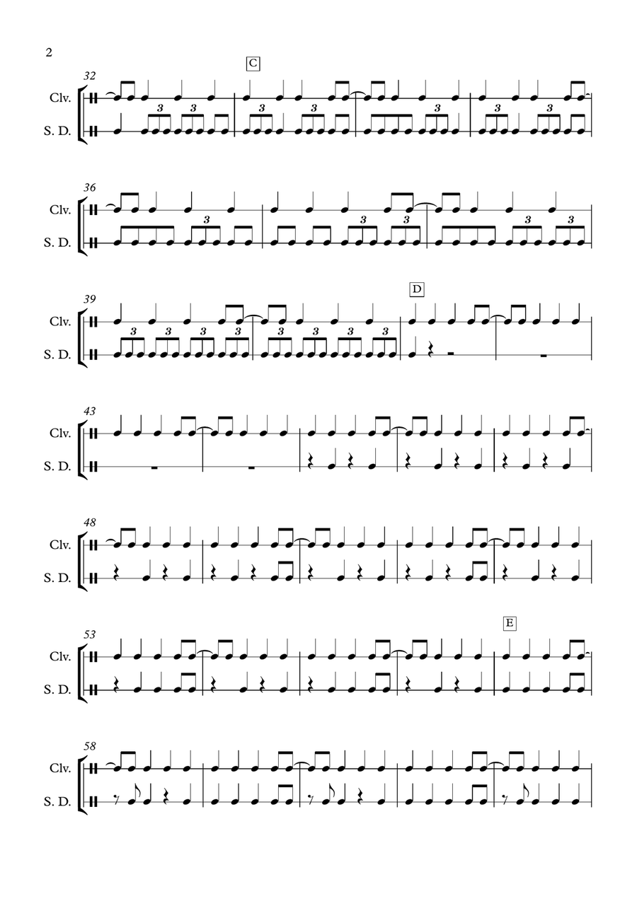 Keep Your Cool (for Clave and Snare Drum) Percussion Ensemble scores gallery preview page 2