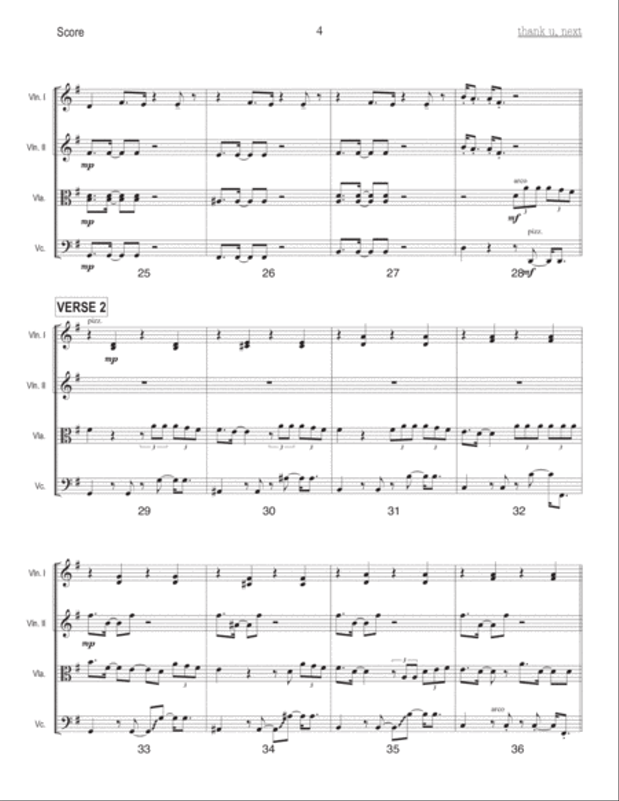 Thank U, Next Thank U, Next String Quartet scores gallery preview page 4