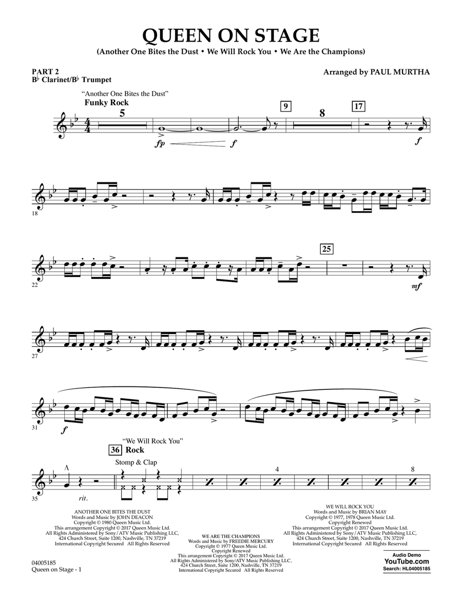 Queen On Stage - Pt.2 - Bb Clarinet/Bb Trumpet Concert Band scores gallery preview page 1