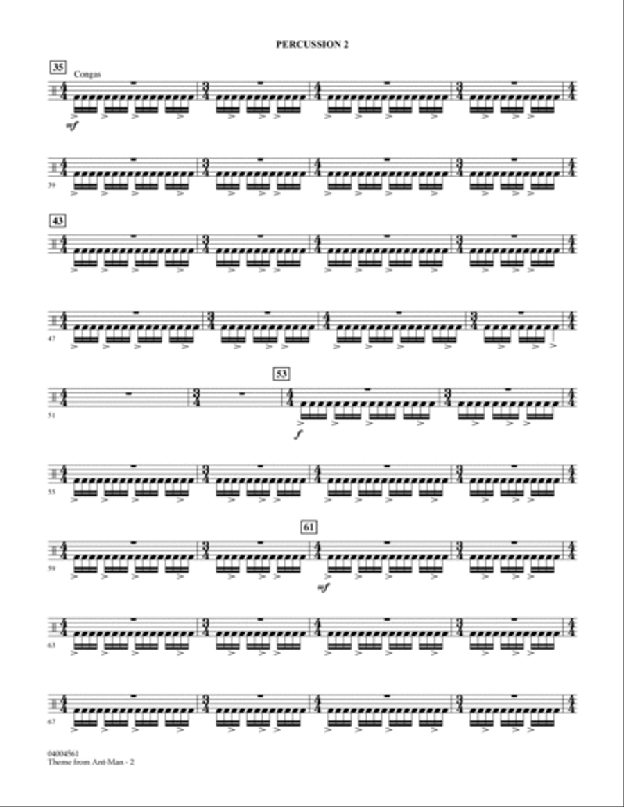 Theme from Ant-Man - Percussion 2 Percussion scores gallery preview page 2