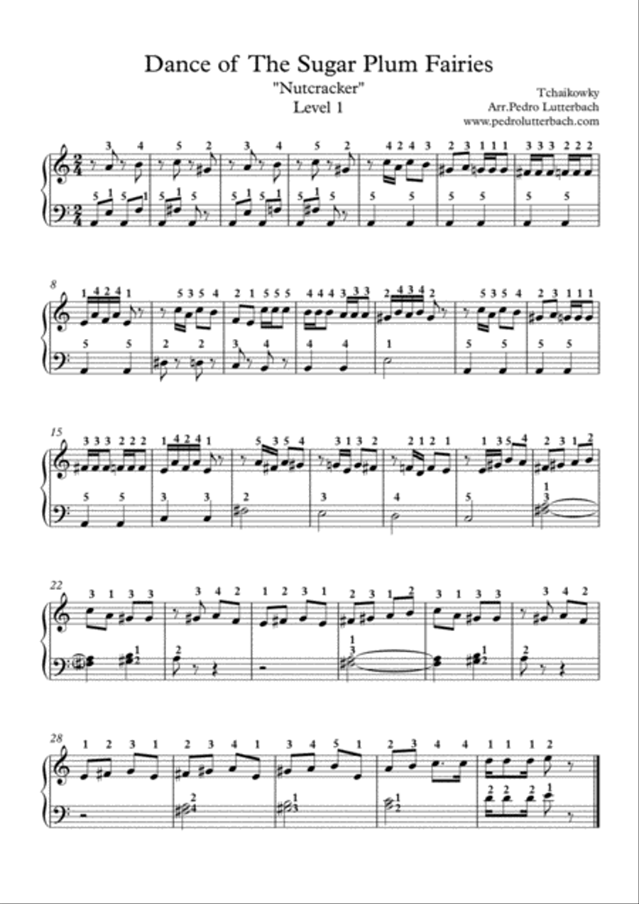 Dance of The Sugar Plum Faries Easy Piano scores gallery preview page 1