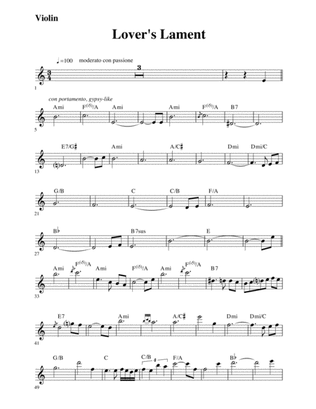 Book cover for Lover's Lament (Violin part)
