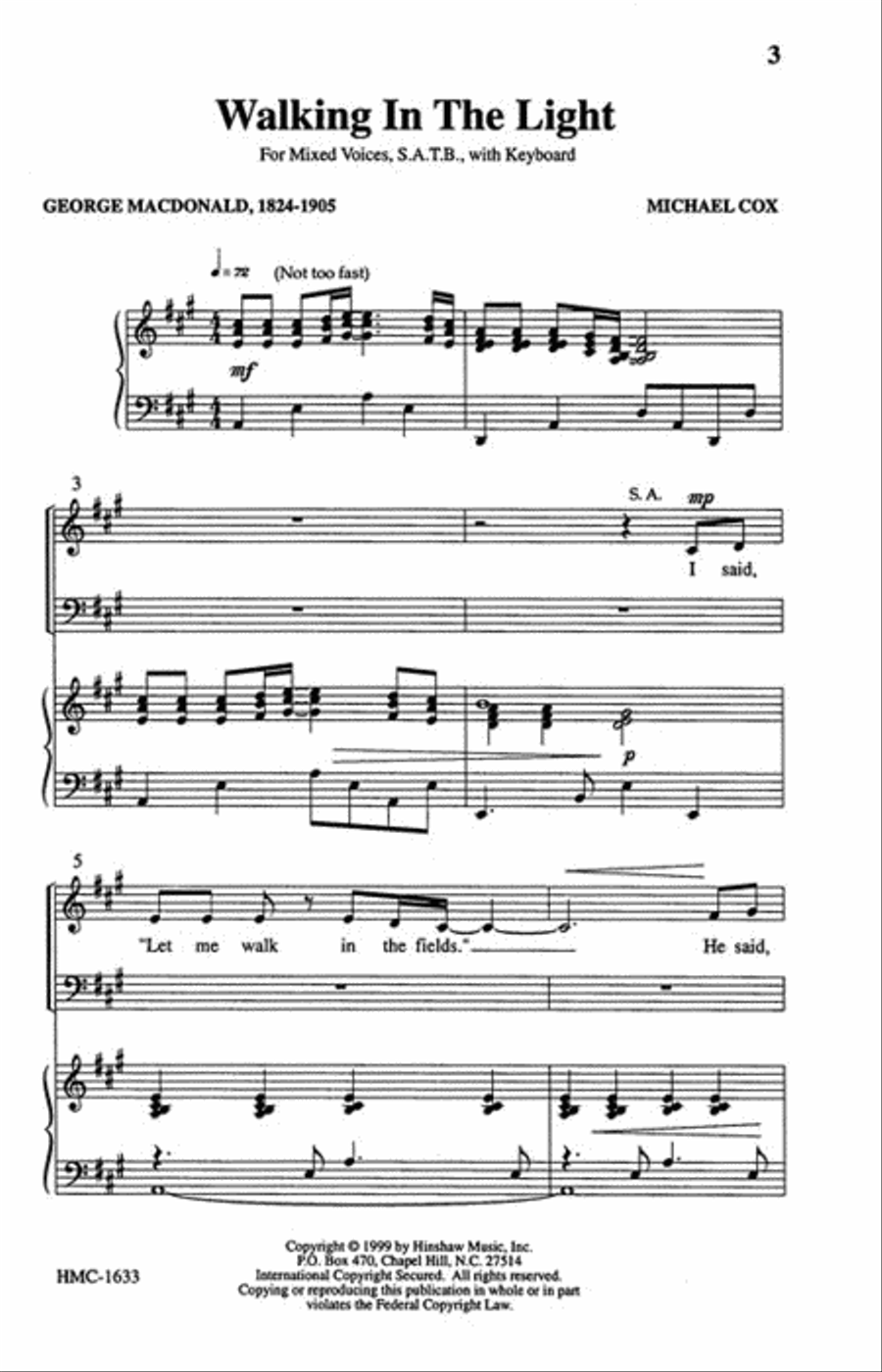 Walking in the Light Walking in the Light 4-Part scores gallery preview page 2