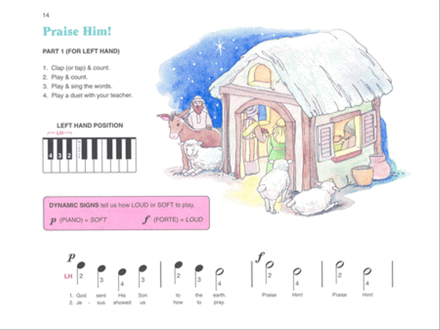 Alfred's Basic All-in-One Sacred Course, Book 1 Piano Method scores gallery preview page 2