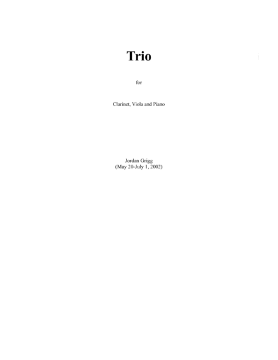 Trio (Viola, Clarinet, Piano) 2002 Small Ensemble scores gallery preview page 1