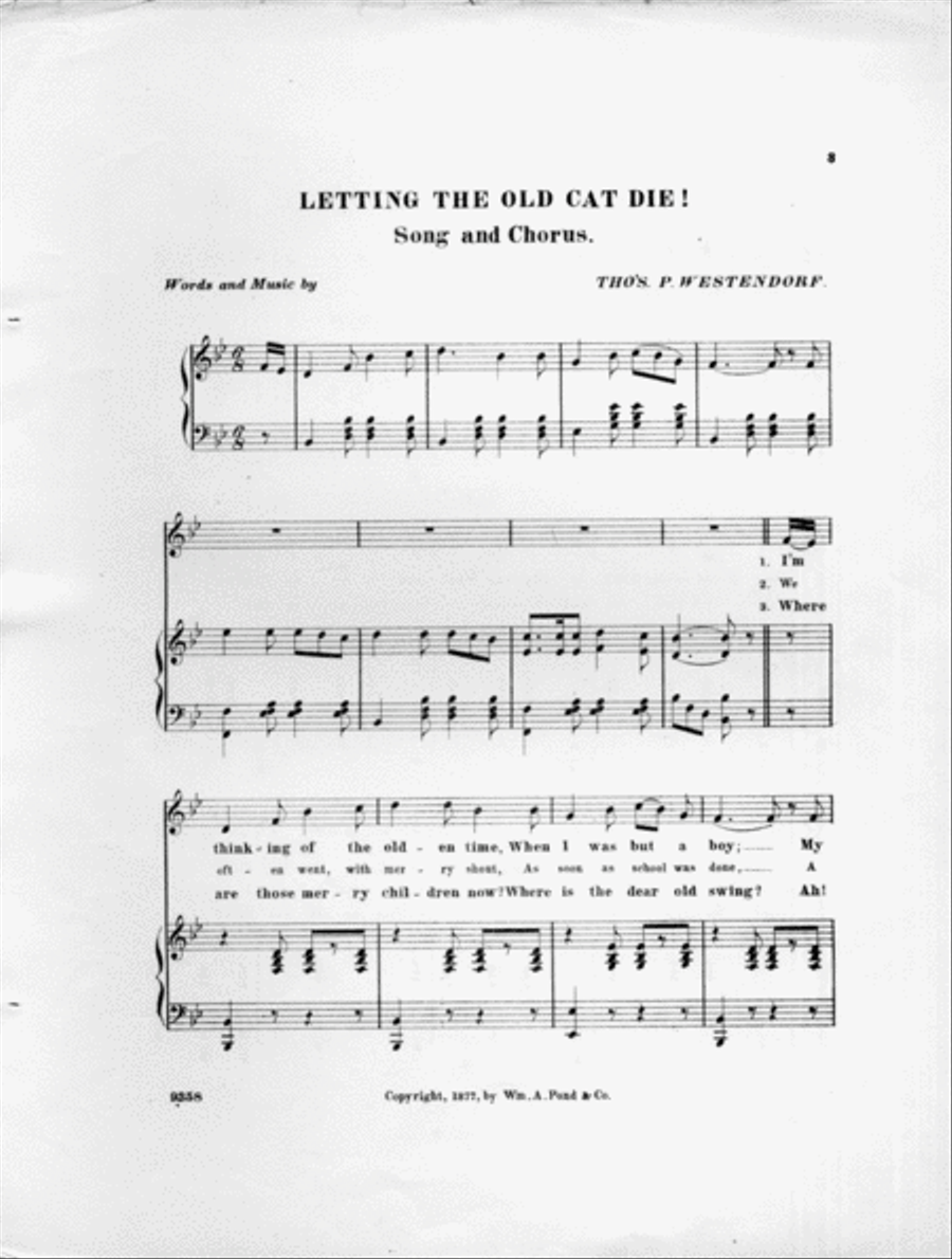 Letting the Old Cat Die. Song and Chorus 4-Part scores gallery preview page 2