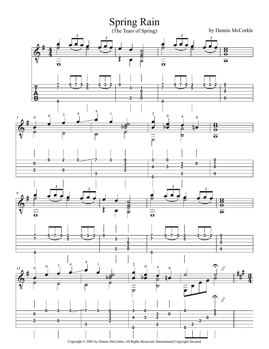 Spring Rain (The Tears of Spring) Acoustic Guitar scores gallery preview page 1
