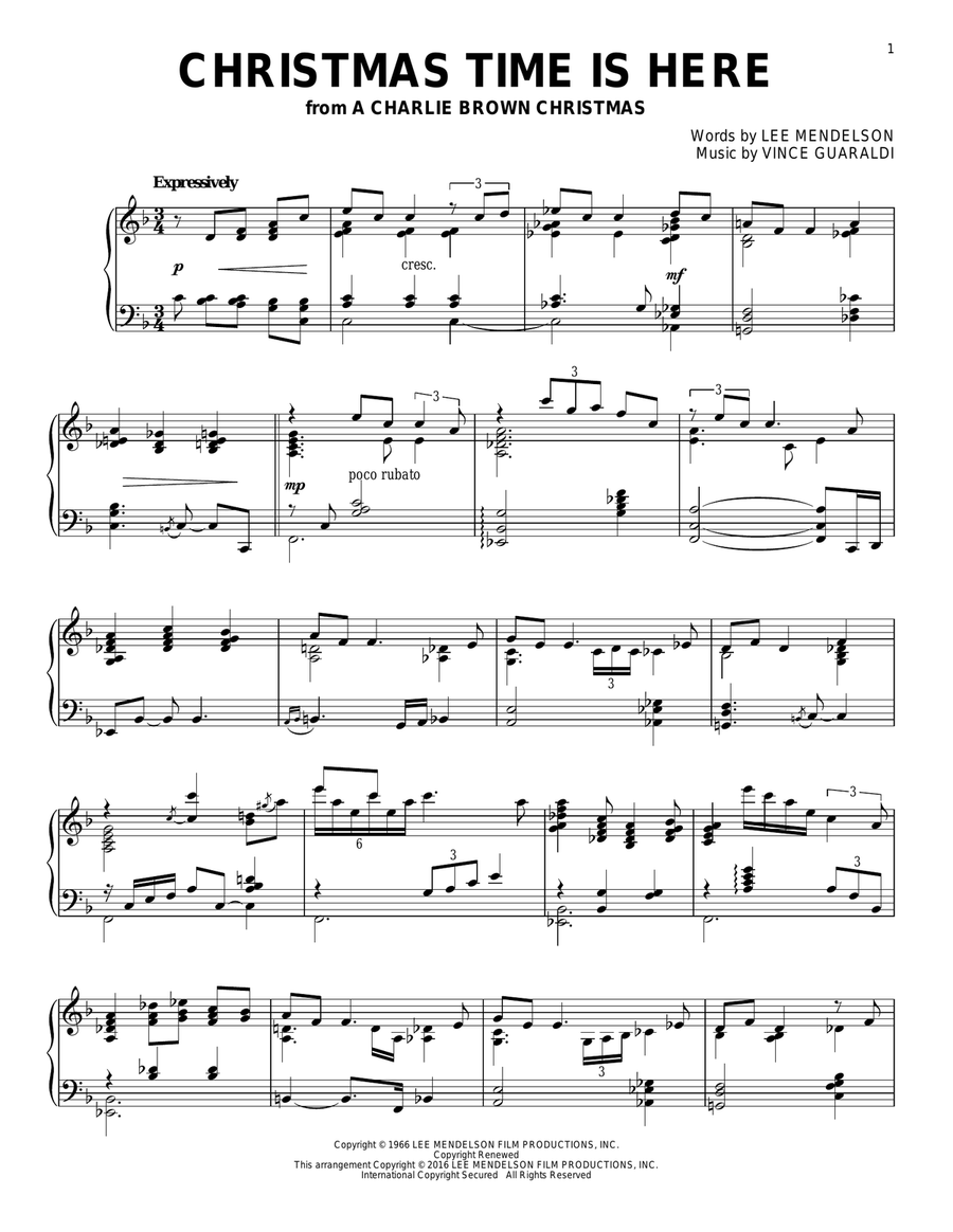 Christmas Time Is Here Piano Solo scores gallery preview page 1