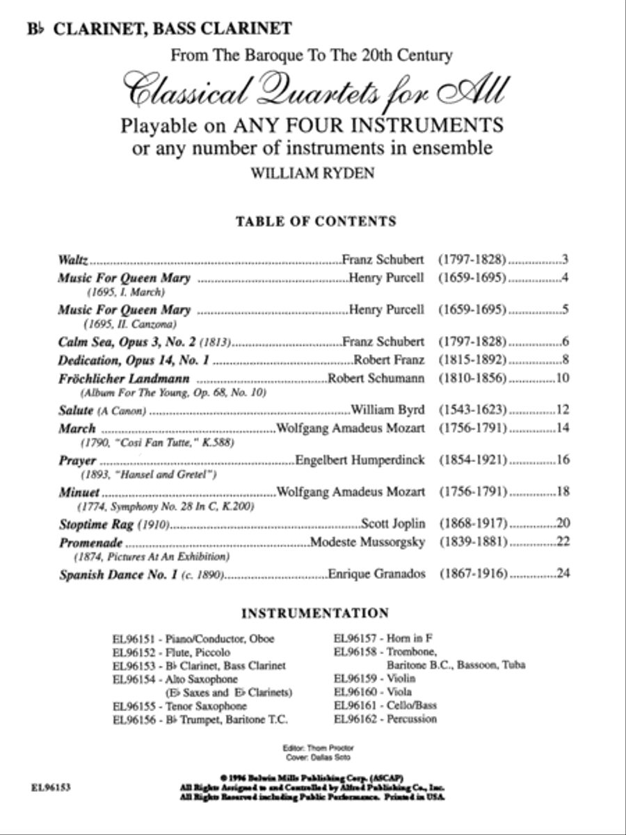 Classical Quartets for All (From the Baroque to the 20th Century)