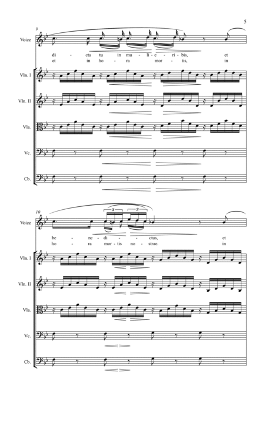 Ave Maria (Schubert) Key of Bb, for Voice with String Orchestra or String Quartet Accompaniment String Quartet scores gallery preview page 5