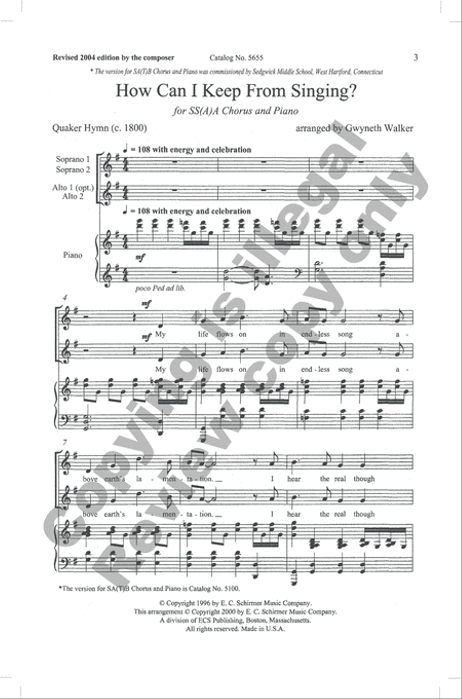 How Can I Keep from Singing? (Choral Score) image number null